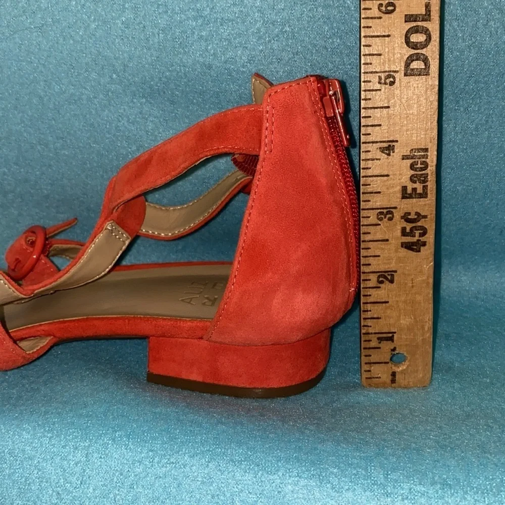 NATURALIZER Mabel suede strappy sandals adjustable zip back rust NEW size 8.5W